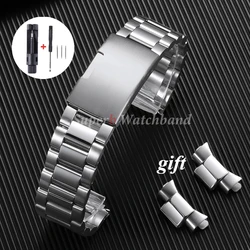 Elegant Solid Stainless Steel Watch Band - Universal Replacement Strap with Curved Ends - 20mm (Silver)