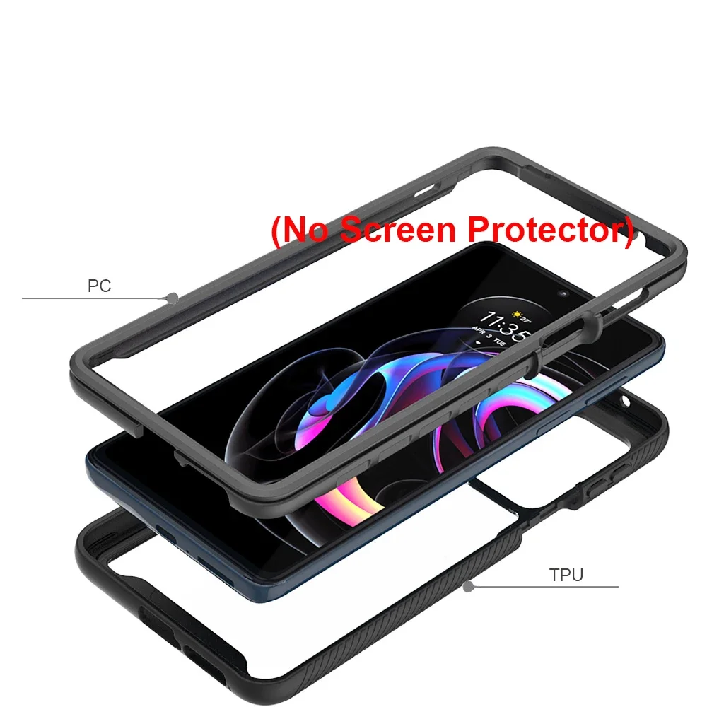 Rugged Armor Shockproof Case with TPU Frame and Transparent Back Cover