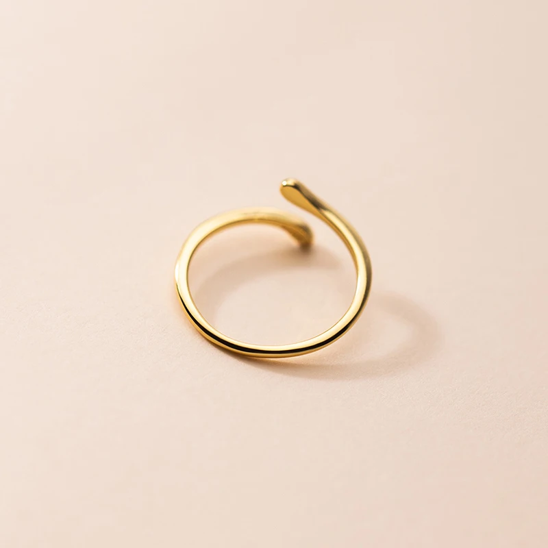KAMIRA 925 Sterling Silver Unique Minimalism Glossy Open Ring for Women Girl Party Temperament Adjustable Fine Jewelry Gift silver ring silver rings