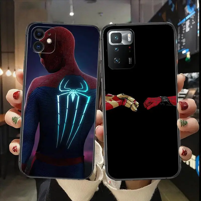 spiderman iron Man Black mobile phone case For IPhone 13 12 11 Pro Max Mini SE XR X XS  Max 8Plus 7plus 6 6S  New Shell phone Ca