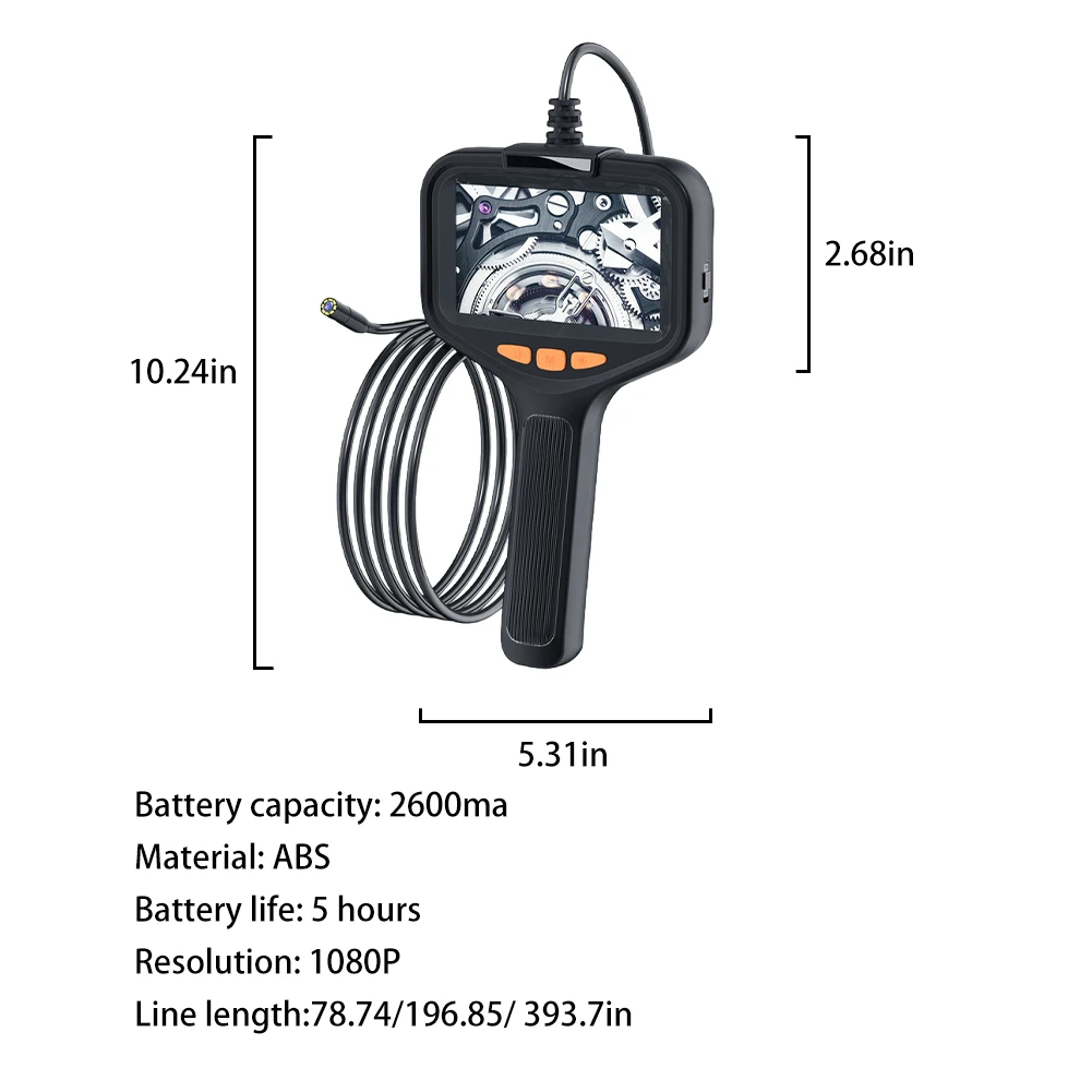 스크린이 있는 단일 산업용 내시경 카메라 휴대용 자동차 테스터 조절 가능한 라이트 파이프 하수구 카메라 실린더 배수관용