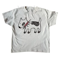 T-Shirt à Manches Courtes pour Femme, Streetwear, Emo, Bébé Fille, Estival et Estival, avec Imprimé de Dessin Animé, Y2k, 2000 2