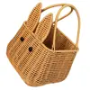 Bunny Hand Basket Small Portable Storage Woven Easter Rattan Picnic Sundries Lightweight Bedroom Living Room Kitchen Home Decor 5