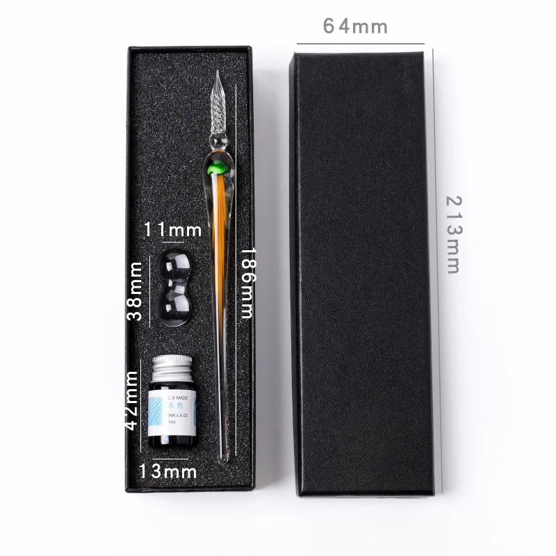 Quallen Dip Pen Dreiteiliges Glas Stift Set Zeichenstift Kristall Student Glas Stift Schreibwaren Geschenk Stift – Detail 9