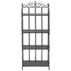 Black Metal Decorative Bakers Rack with 4 Tiered Shelves and Scrollwork Frame Indoor Plant Stand and Bookshelf Organizer 6