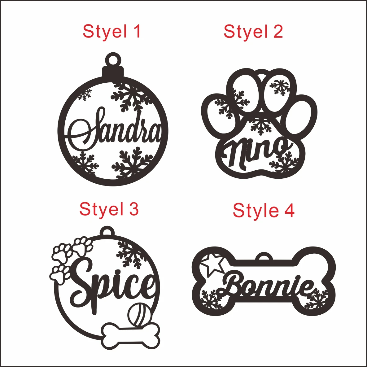 Personalized Laser-Cut Christmas Tree Baubles & Name Ornaments
