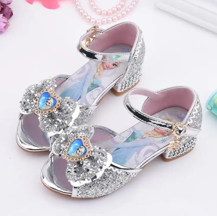 Summer Disney Girls Sandals Frozen 2 Elsa Princess Shoes Little Girls Crystal Shoes Children High Heels Catwalk Show Party Shoes images - 6