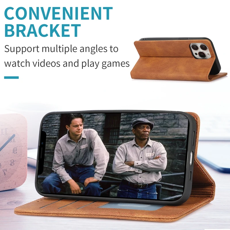 iPhone 16 Pro Max 16e PU 가죽 지갑 케이스 iPhone 15 14 Plus 14 13 12 11 XR XS MAX 7 8 Plus 용 강력한 자기 플립 커버