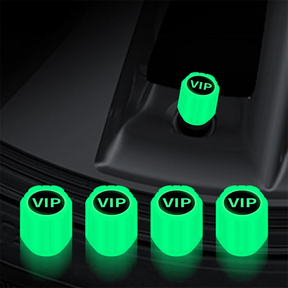 

4 Pcs/Set Car Exterior Decoration Tire Valve Cap Accessories For Bike Cap Dust-Proof Luminous Tire Valve Cover