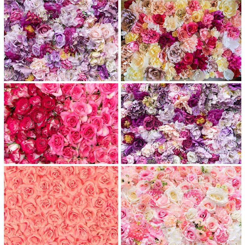 

SHENGYONGBAO Happy Valentine's Day Photography Backdrops Romantic Flower Wall Roses Wedding Lover Photo Studio Background QM-03
