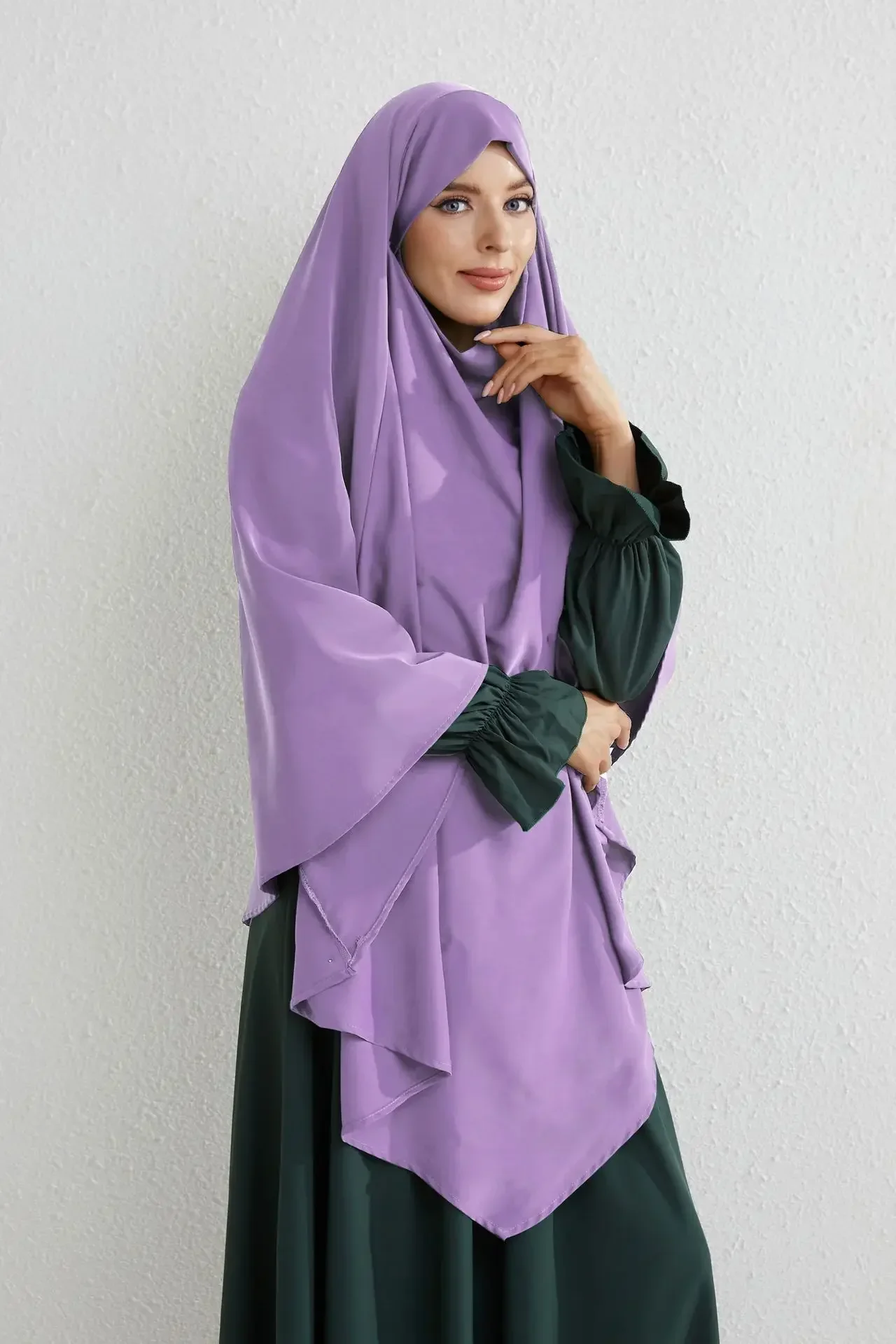 Layered Long Khimar for Muslim Women Prayer Clothes Ramadan Eid Jilbab Headscarf Shawl Turkish Hijab Veil Djellaba Niqab Hijabs
