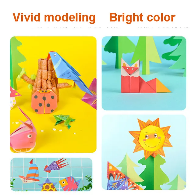 Craft Origami Paper for Kids 54Sheets Vivid Colorful Folding