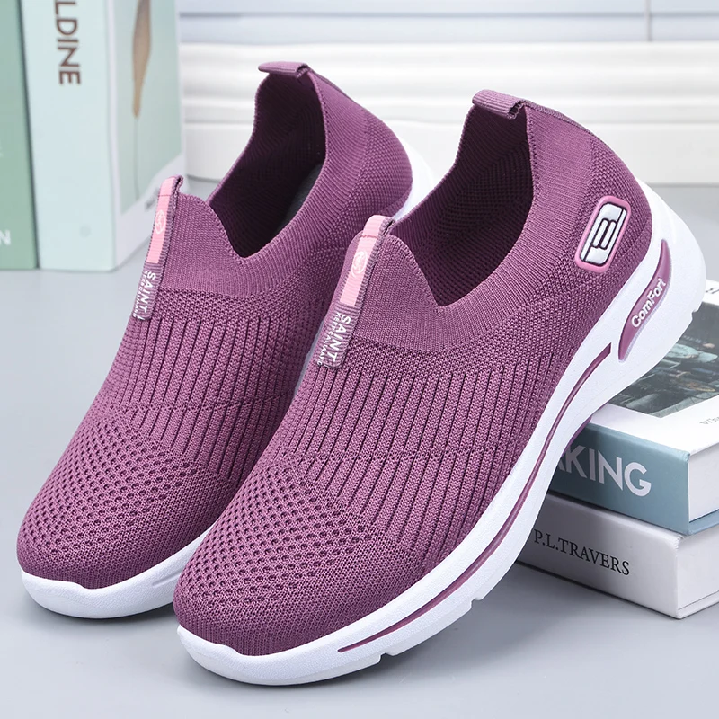 2021 Women Vulcanized Shoes Comfortable Women Sneakers Slip On Flats Breathable Shoes Women Loafers Plus Size 41 Walking Flat 