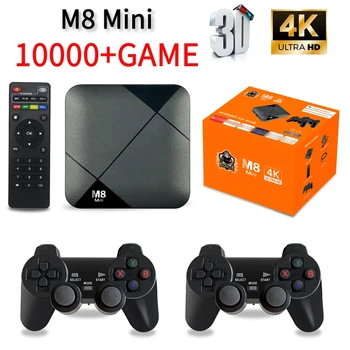 M8 미니 게임 플레이어, 안드로이드 10 TV 박스, 10000 게임, 4G 와이파이, HD 4K 무선 컨트롤러, 비디오 게임, iptv, S905, 64GB