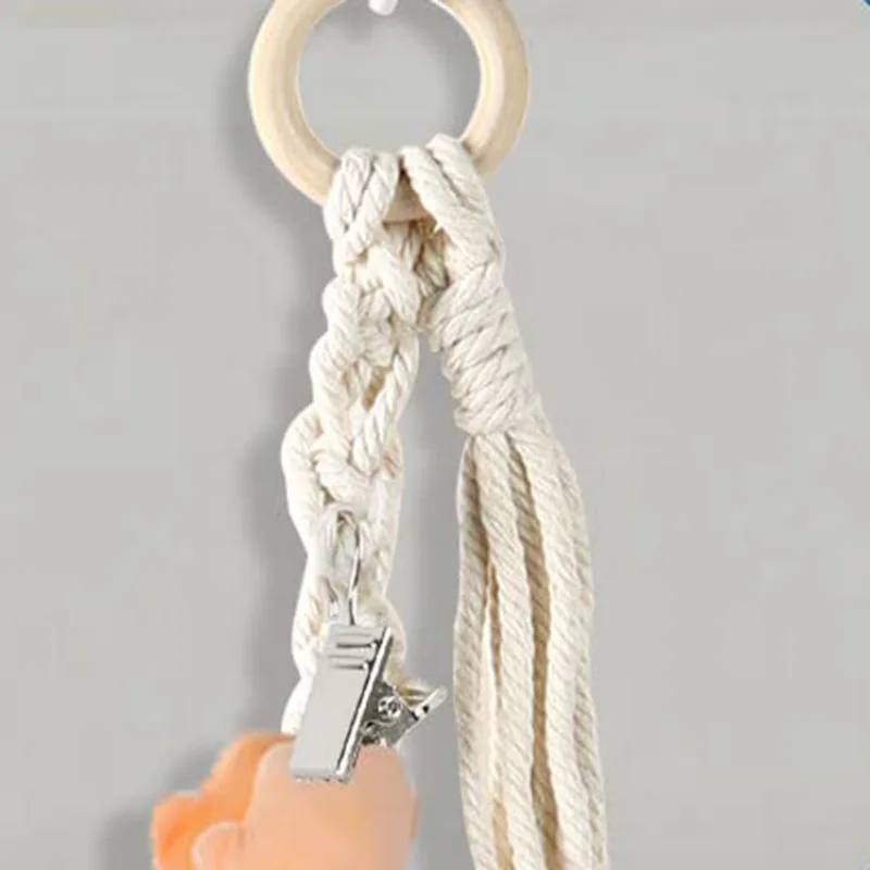 1/2pcs Hand-woven Cotton Rope Plush Toy Net Bag Storage Hanging Chain Bag Hat Sock Clip Hanging