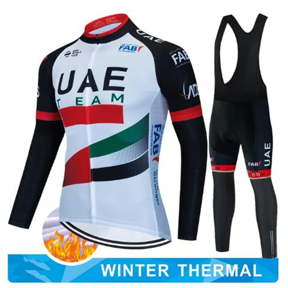 Winter Thermal Fleece Cycling Clothes Long Sleeve Men Cycling Jersey Set Outdoor Riding Bike MTB Clothing UAE