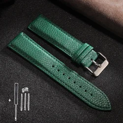 Elegant Lychee Leather Watch Band - High - Quality Unisex Bracelet Strap - 12mm (Green)