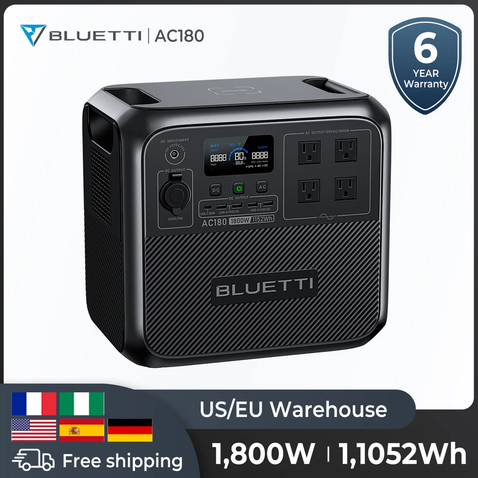 Power Station BLUETTI AC180 Con Pannello Solare PV200,Batteria LiFePO4 1152Wh,GeneratoreSolare - Foto 4