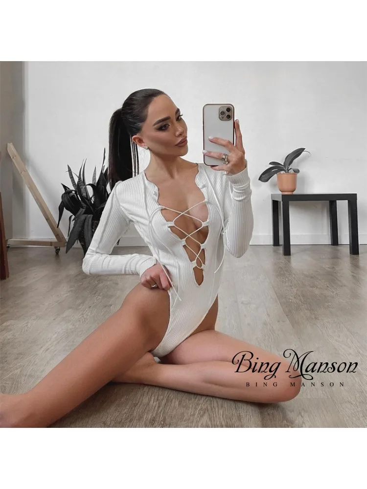 

Женское облегающее боди с вырезами, однотонное повседневное боди с длинным рукавом, Осень-зима