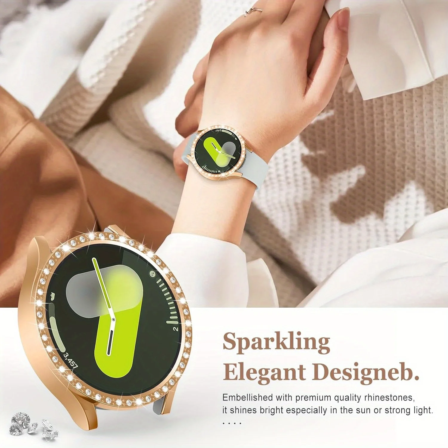 Sparkling Diamond-Encrusted Protective Case for Samsung Galaxy Watch - No Glass