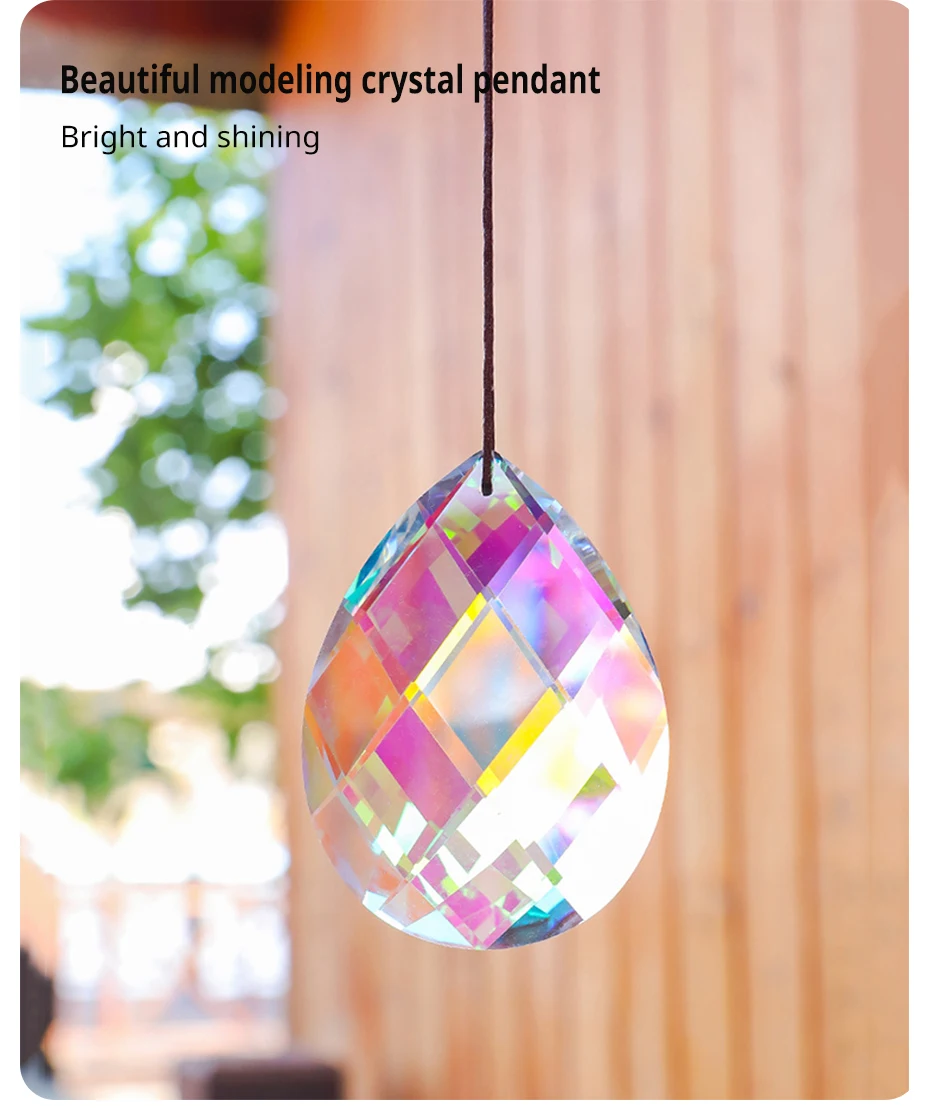 Description Picture 4 of item1 Pc With Rope Colorful Crystal Glass Prism Ball Suncatcher Pendant, Home Garden Craft Decoration, Valentine's Day, Mother'sGift