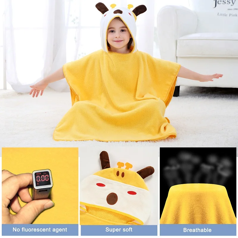 MICHLEY 해적 새 코튼 비치 타올, 후드 판초 목욕 가운, 여아 및 남아용 수건, 2-6T