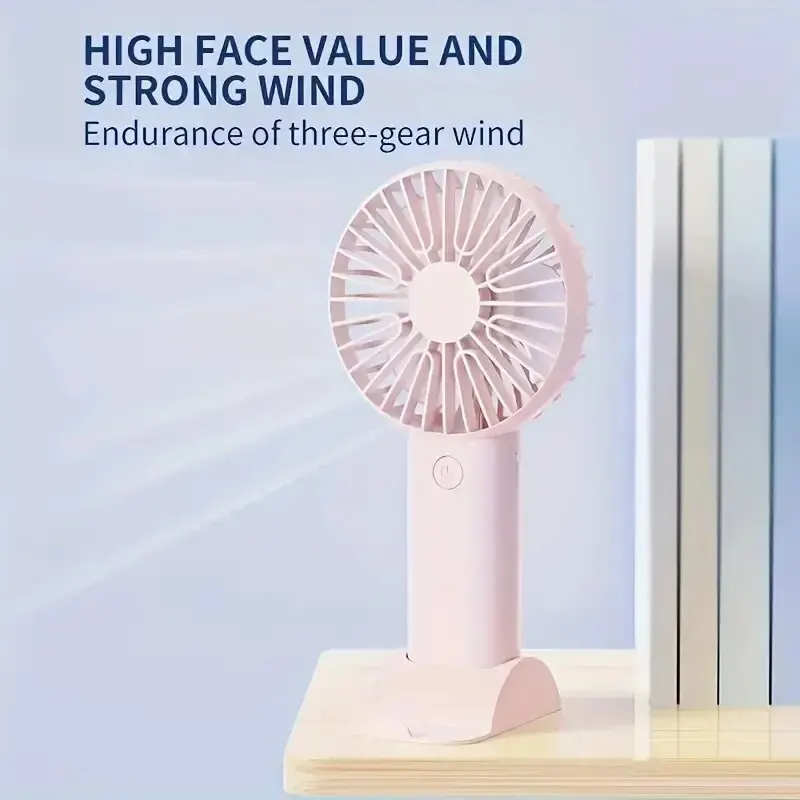 2026 Mini USB Charging Handheld Fan Desktop Small Fan With Mobile Phone Holder Portable And Simple Outdoor Small Fan 3