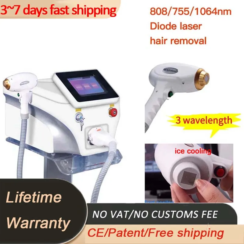 

2023 Newest 755nm 808nm 1064nm 3 Wavelength 808nm Diode Laser IPL Epilator Tool Hair Removal Machine for Salon