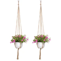 1PC Creative Woven Garden Flowerpot Net Cotton Hemp Rope Hand-Woven Simple Indoor And Outdoor Hanging Wall 4