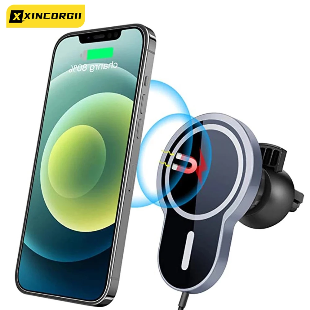 

QI 15 Вт магнитное автомобильное беспроводное зарядное устройство для Iphone 13 12 Pro Max Qi Беспроводное зарядное устройство Автомобильный Магнит с держателем телефона подходит для Samsung