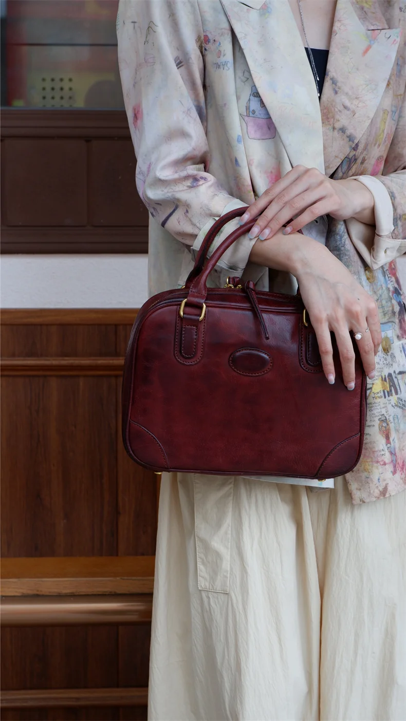 PNDME Vintage Luxus handgefertigte kleine Damenhandtasche aus echtem Leder, lässige Outdoor-Party-Umhängetasche aus Rindsleder – Detail 6