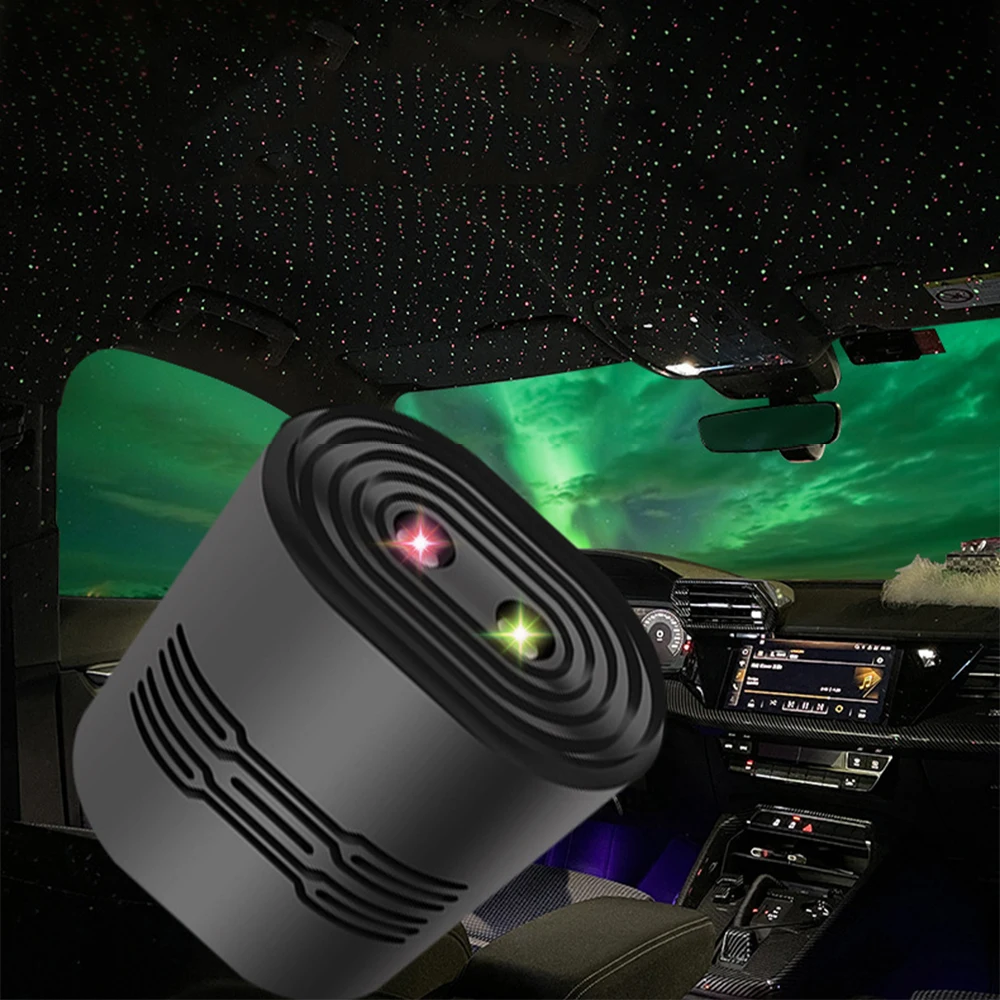 Red Green Projector Starry Sky in the Car Roof Night Light Car Atmosphere Projector Lamp Music Sound LED Car Home Party Lighting starry sky watermark projector lamp usb sound control music atmosphere lamp laser starry night light