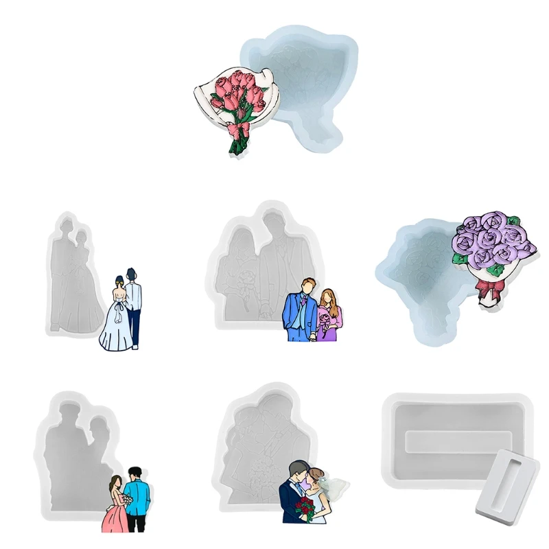 

3D силиконовая форма для пары, розы, свадебной фотографии, DIY, форма для помадки, сахарного пудинга, мыла, свечи для свадьбы