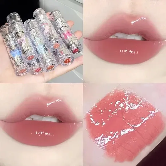 FLORTTE Butterfiy Series Lipstick Mirror Lipgloss Surface Waterproof Film-forming Long Lasting Not Easily Decolorized