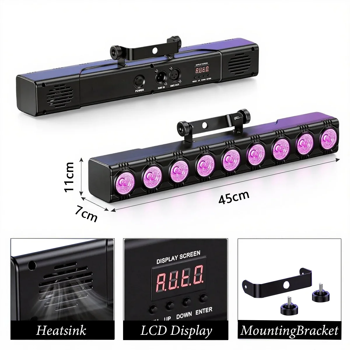 RGBW 9LED Wall Wash Light DMX512 Led Bar Laser Party Line Sound Control Spot Sta