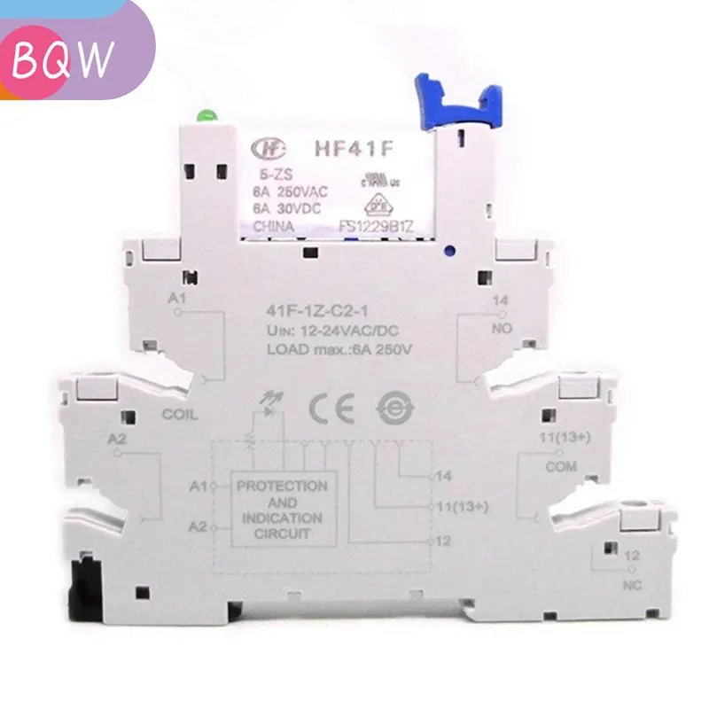 LED     ,  SSR , 41F-1Z-C2-1 HF41F 5-ZS 12-ZS 24-ZS, 5V, 12V, 24V, 230V, 6A, 1CO, 10 