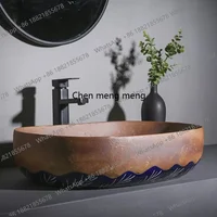 อ่างล้างหน้าแบบตั้งโต๊ะทรงรีสไตล์เรโทร อ่างล้างหน้าเซรามิกขนาดใหญ่ อ่างล้างหน้าสำหรับโรงแรมและลานบ้าน อ่างล้างหน้าเดี่ยว 3