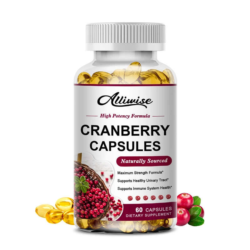 

Alliwise Cranberry Capsules Rich In Proanthocyanidin Antioxidants Vitamins C and E Helps Urinary System and Bladder Health