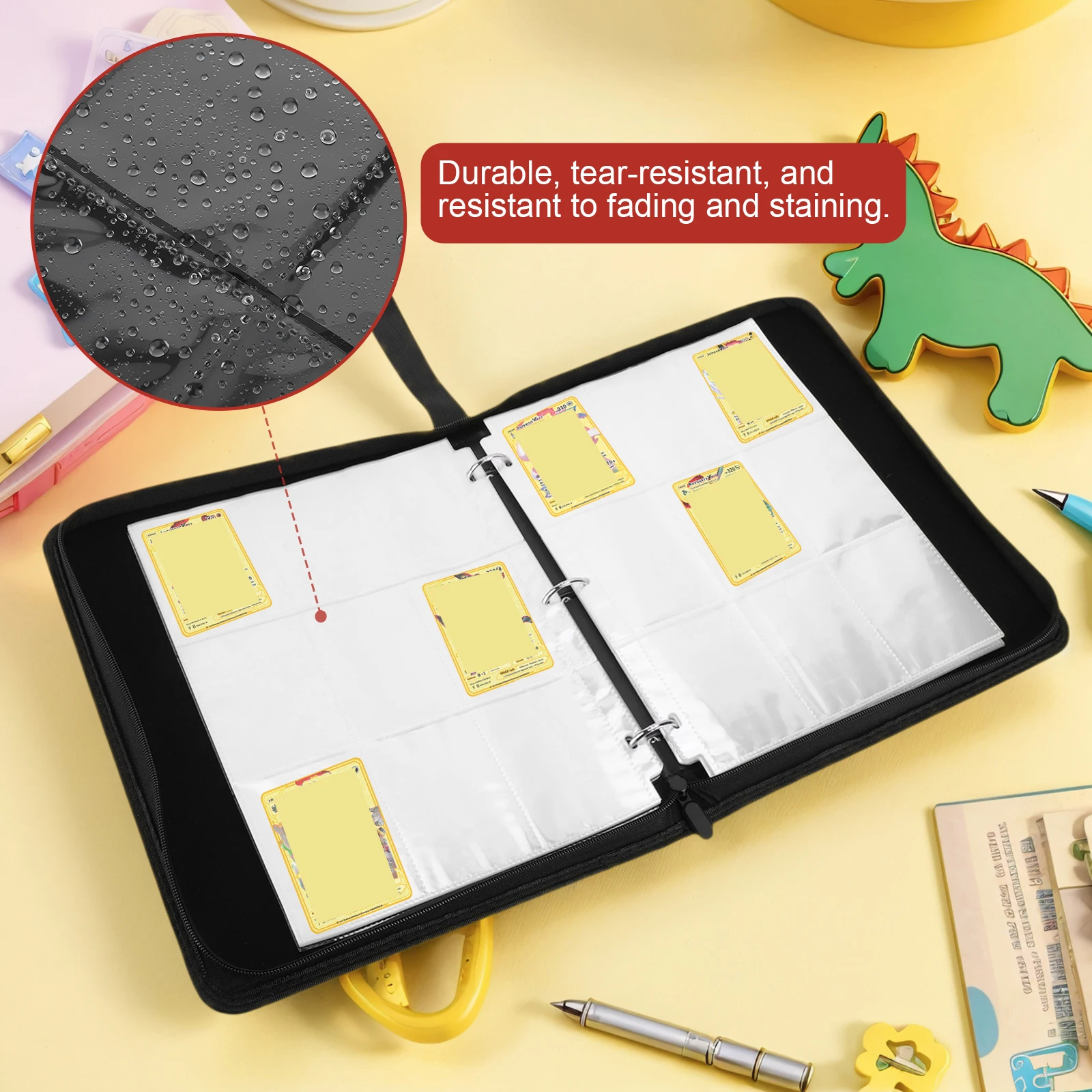 Cards Colletction Album Double Sided Card Album PU Card Holder Side-Loading Page for Pokemon MTG TCG Sports Cards Football Cards