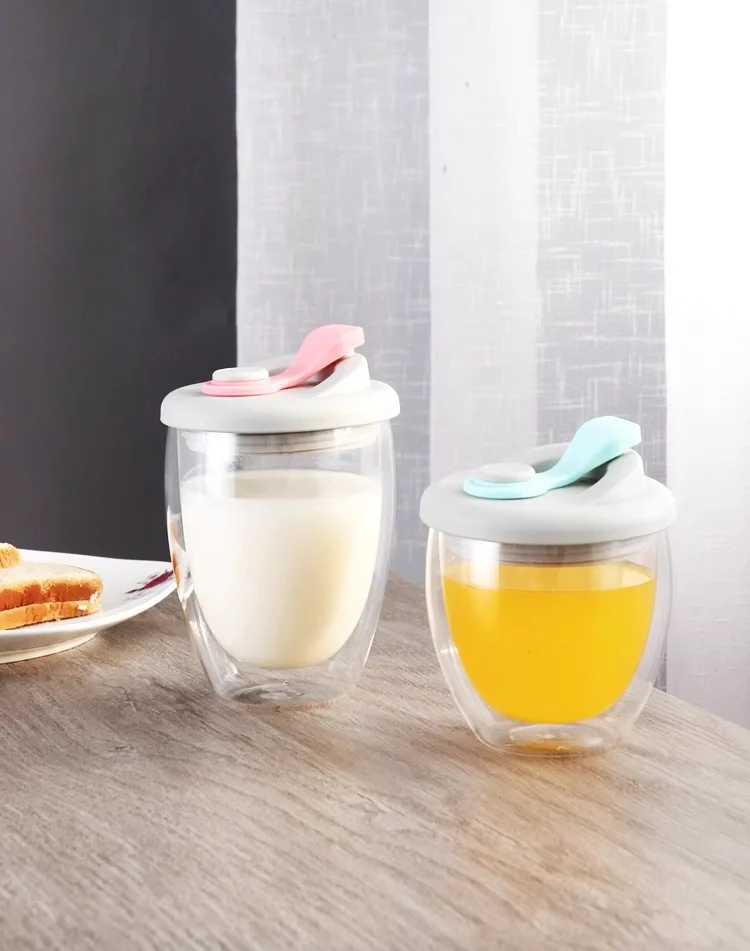 Description Picture 6 of itemGIANXI 350ml/450ml Double Glass Cup Household Transparent Coffee Mug With Lid Kitchen Milk Beverage Coffee Cup Drinkware