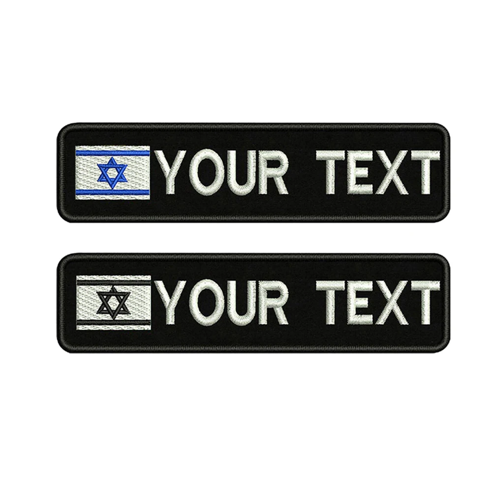 Description Picture 2 of item1PC 10cmX2.5cm Israel flag Custom Personalized Name Patch Stripes Badge tags Armband Magen David Red Iron On Or Hook Loop