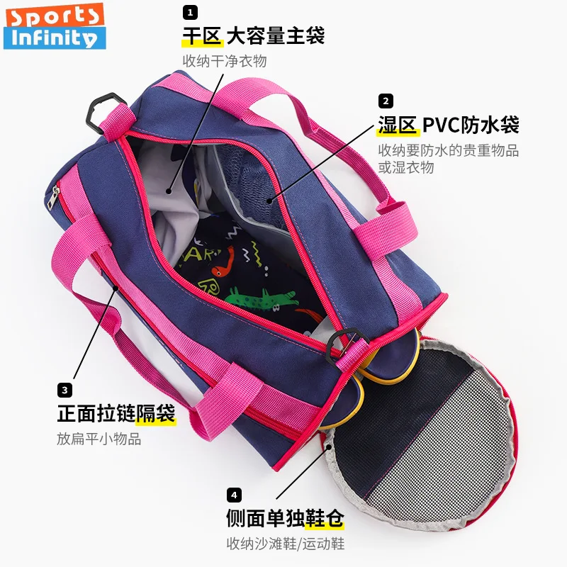 Borsa Da Nuoto A Rete In Poliestere 600D E Nylon, Con Tasca Con Cerniera E Tracolla Regolabile, 45x71 Cm, Per Piscina, Spiaggia, Palestra, Adulti E Bambini - 2
