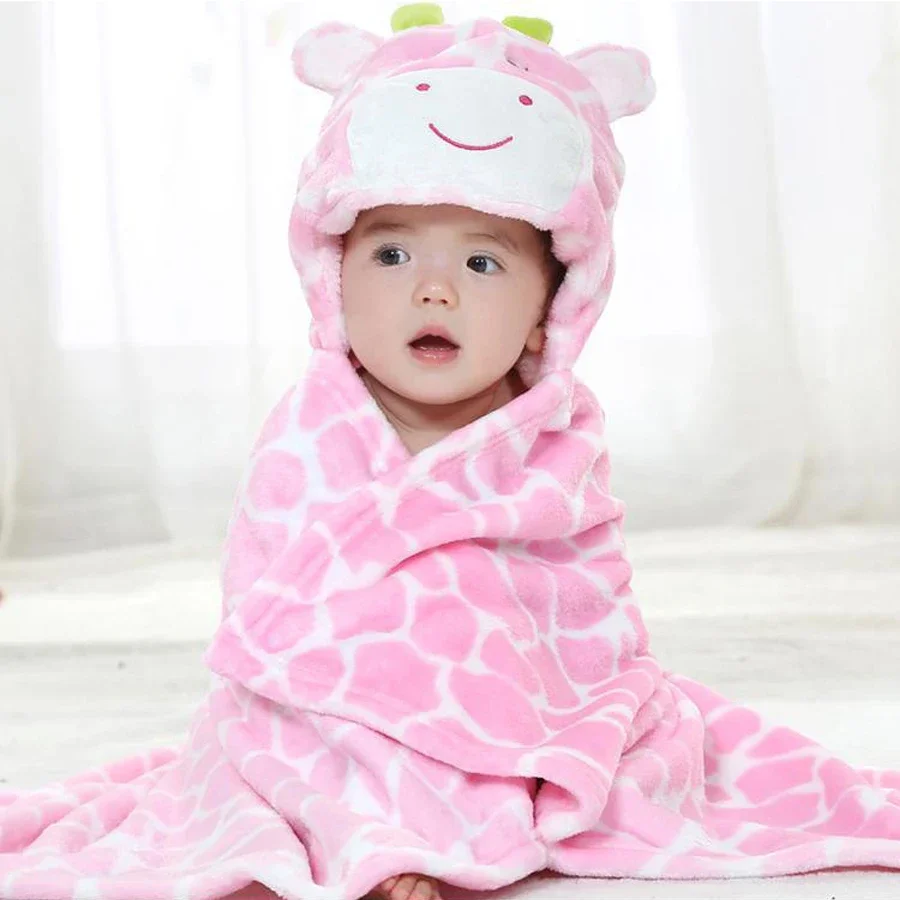 Giraffe Bear Shaped Baby Hooded Bathrobe Soft Infant Newborn Bath Towel Blanket 5