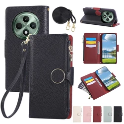 Leather Crossbody Wallet Case with Strap - OPPO Reno12 FS 5G (Black)