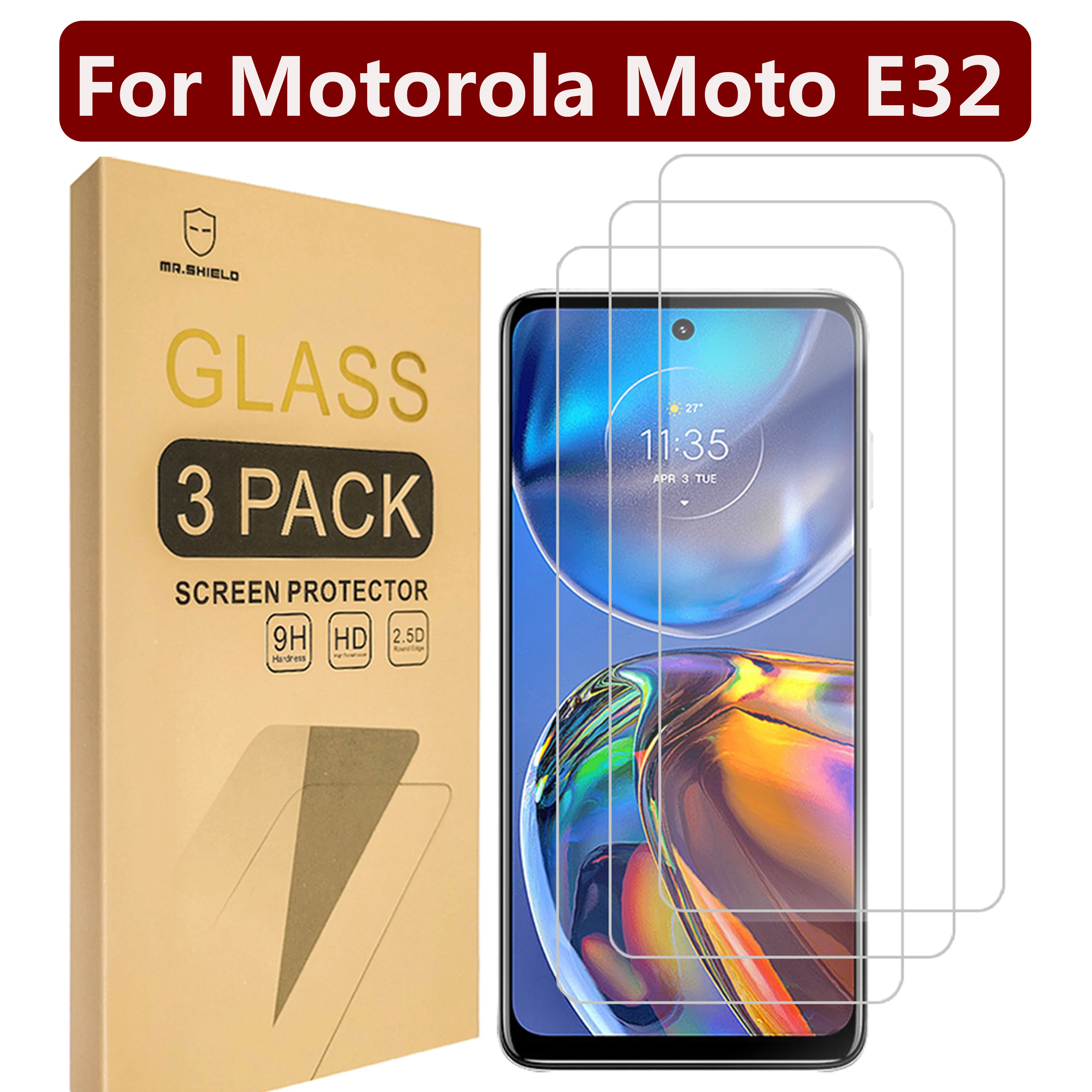

Mr.Shield [3-Pack] Designed For Motorola Moto E32 / Moto E32s [Tempered Glass] [Japan Glass with 9H Hardness]