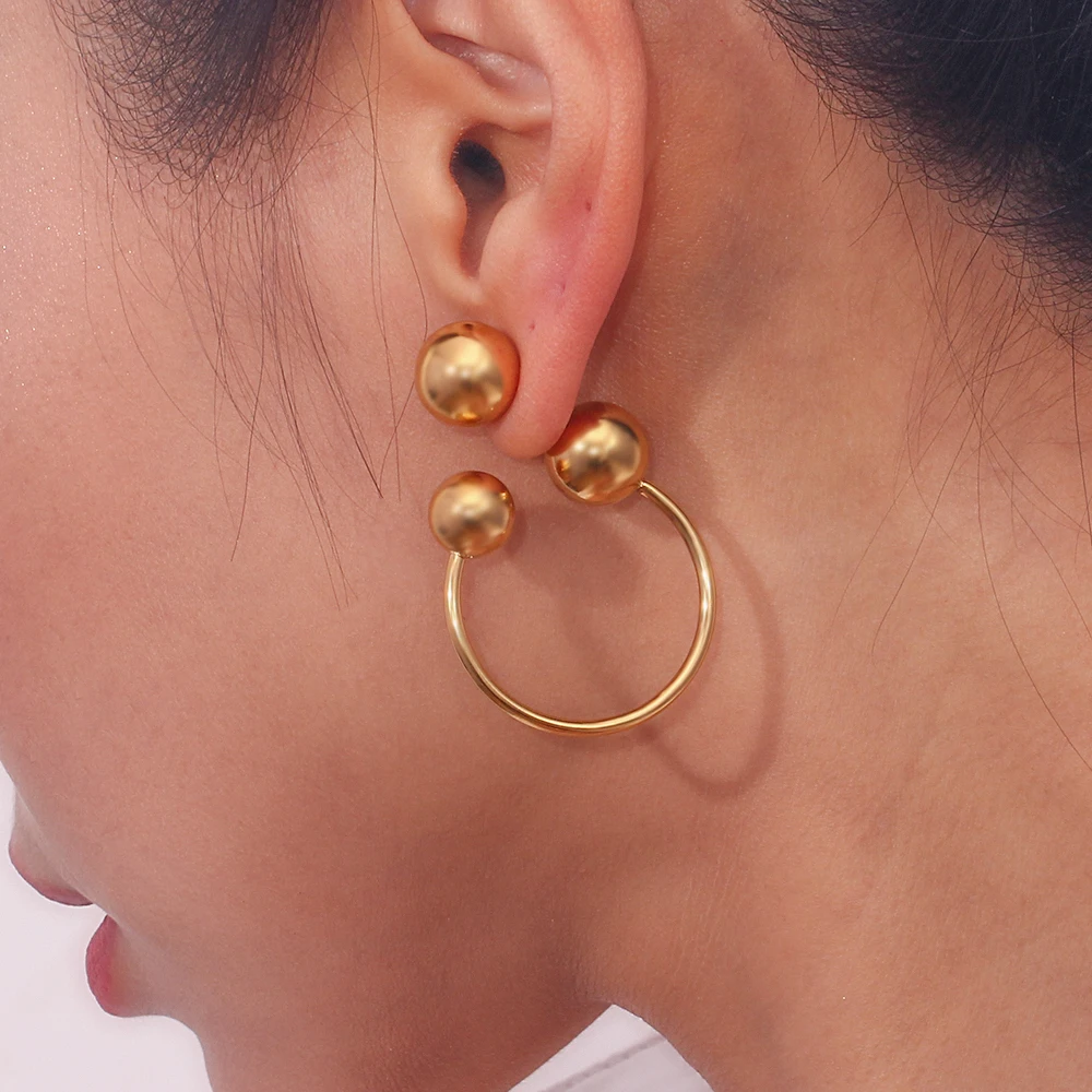 LULU COPENHAGEN Colour Ball Large Hoop Earrings - Gold