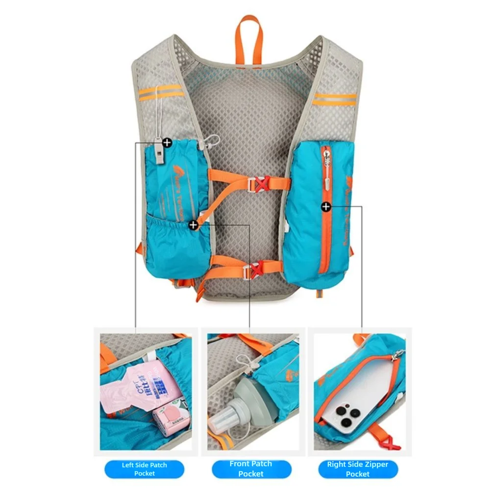 Lightweight 5L Marathon Hydrating Backpack Breathable Oxford Cloth Hydration Vest Ultralight Reflective Running Bag Running