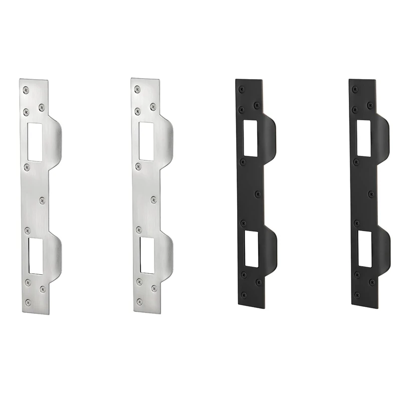 

Door Strike Plate Double Holes, Heavy-Duty Latch Reinforcement Plate For Door Handle And Deadbolt (2Pcs, Black) Easy To Use