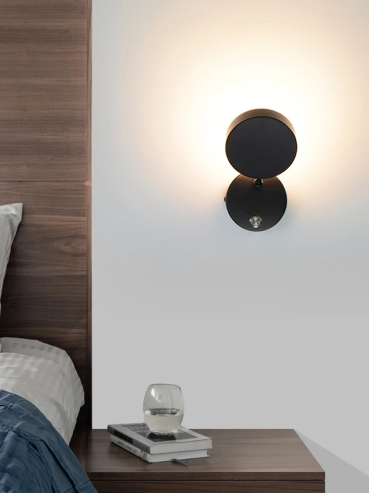 

Indoor Wall lamp bedside bedroom aisle White Black With Switch Wall Light Living Room Hotel Modern Reading Touch Dimming Sconce