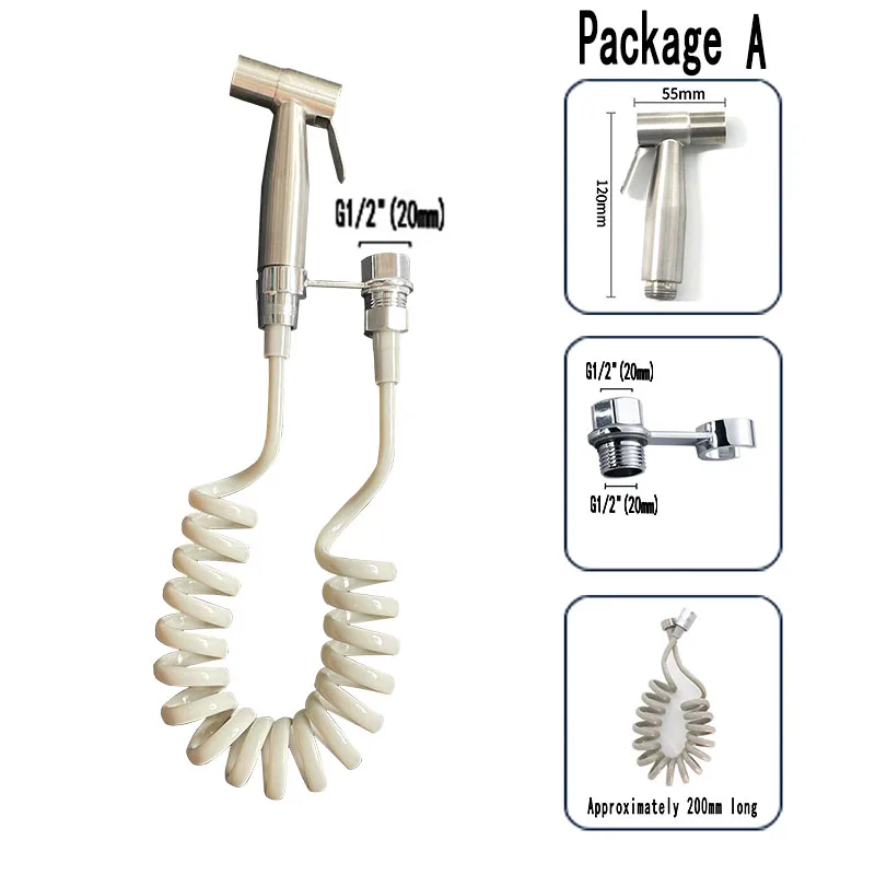 Handheld wash Bidet Spraver Set 304 Stainless SteeSpray Gun Shower Pressurizing Handheld Toilet spray gun shower Self Cleaning 2